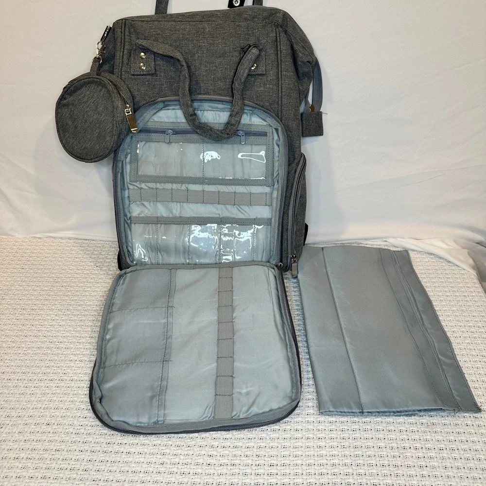 Hooks & Needles Knitting Crochet Organizer Backpack Gray Yarn Storage Bag‎ Large